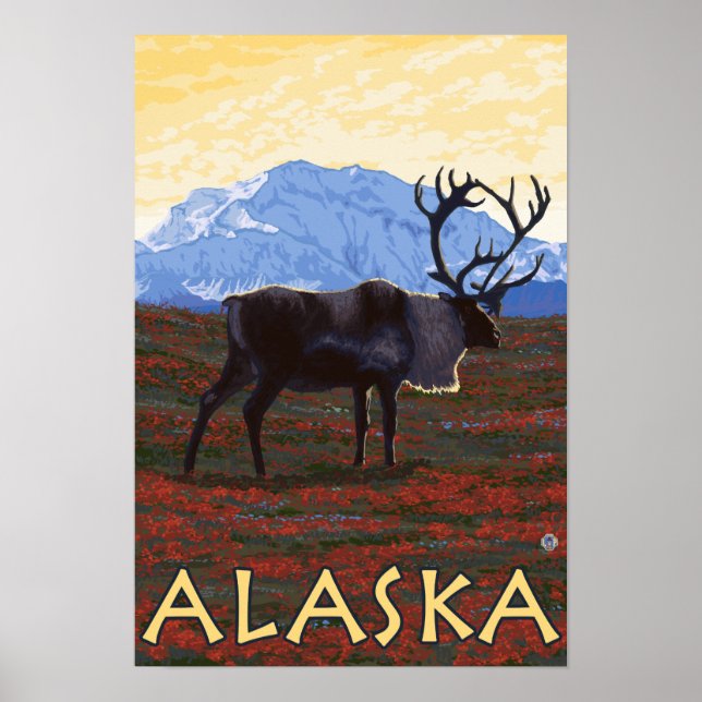 AlaskaVästindiou Vintage resor Poster (Framsidan)