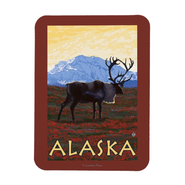 AlaskaVästindiou Vintage resor Poster Magnet (Vertikal)