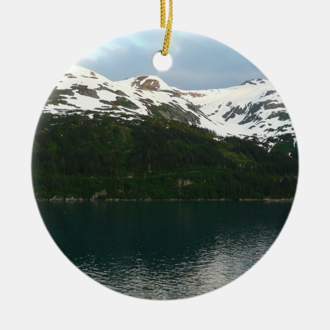Alaskiska kusten vid skymning julgransprydnad keramik (Framsidan)