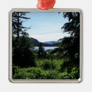 Alaskiskt landskap Vacker Alaska-fotografering Julgransprydnad Metall
