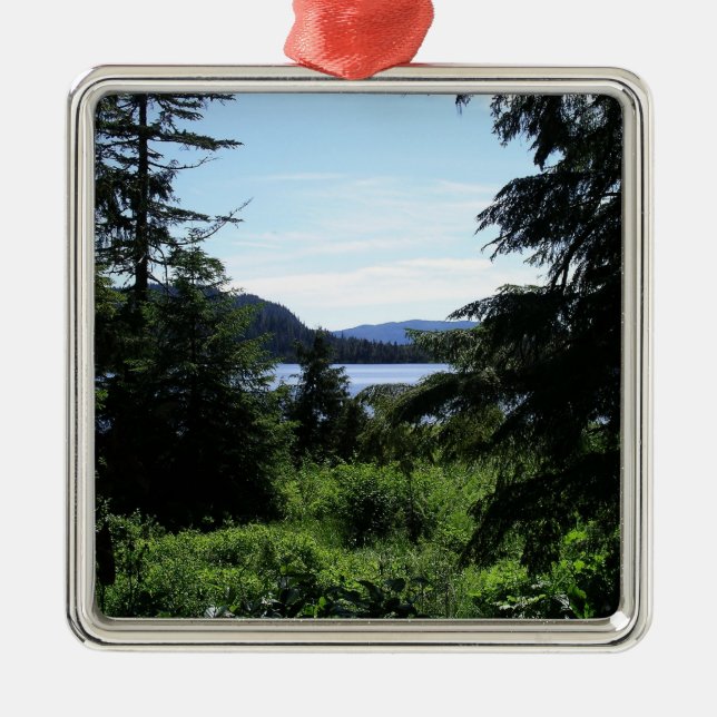 Alaskiskt landskap Vacker Alaska-fotografering Julgransprydnad Metall (Framsidan)