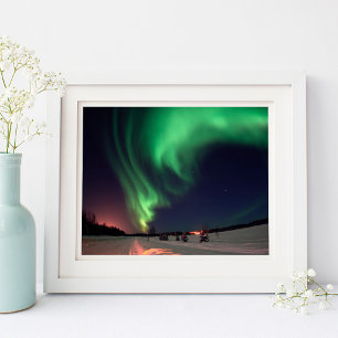 Alaskiskt Norrsken Natt Foto Poster