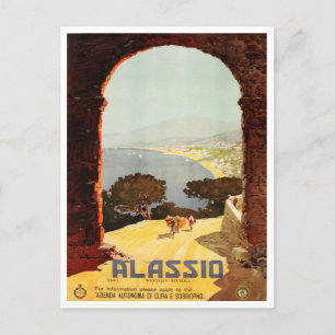 Alassio, Westerna Riviera-italien Vintage resor Vykort
