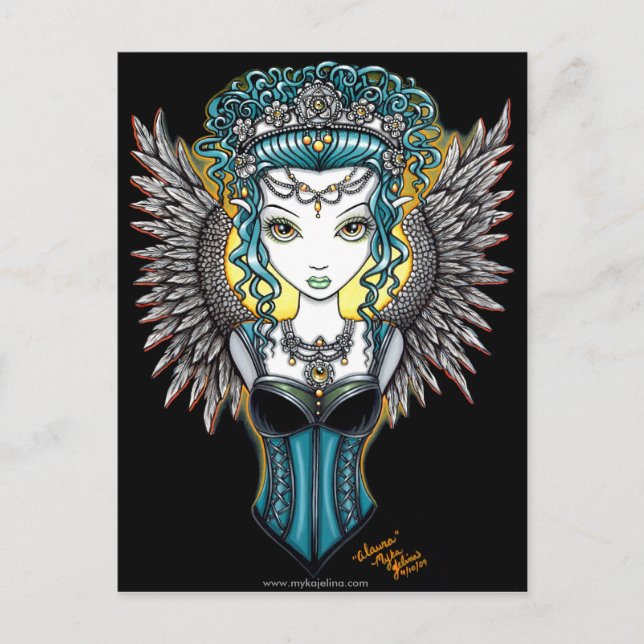 ’Alaura’ Gothic Guardian Angel Postcard Vykort (Framsida)