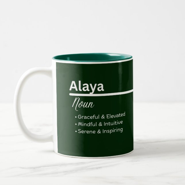 Alaya Personalized Name Coffee Mug Två-Tonad Mugg (Vänster)