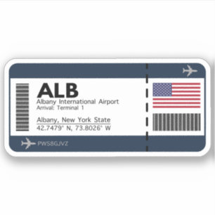 ALB Albany Boarding Pass - New York Travel Klistermärken