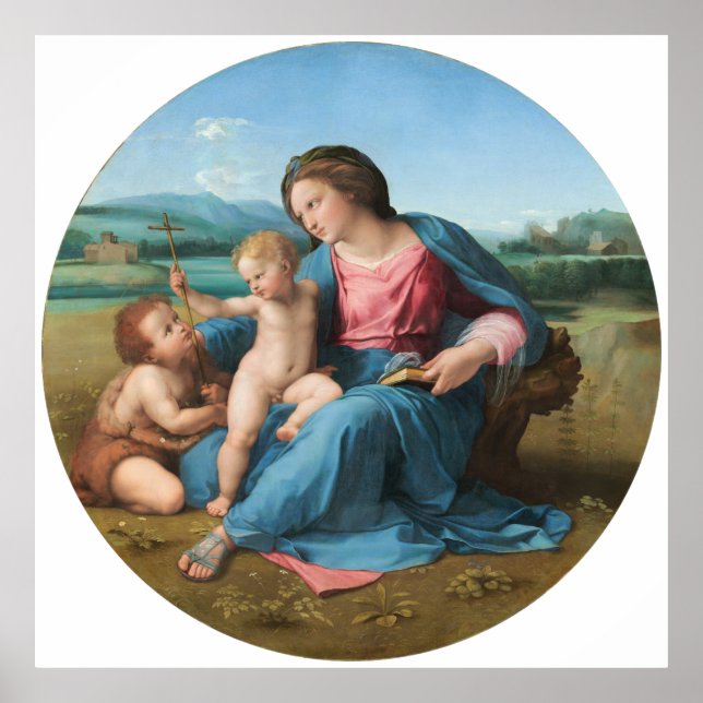 Alba Madonna Raphael Renaissance White Background Poster (Framsidan)