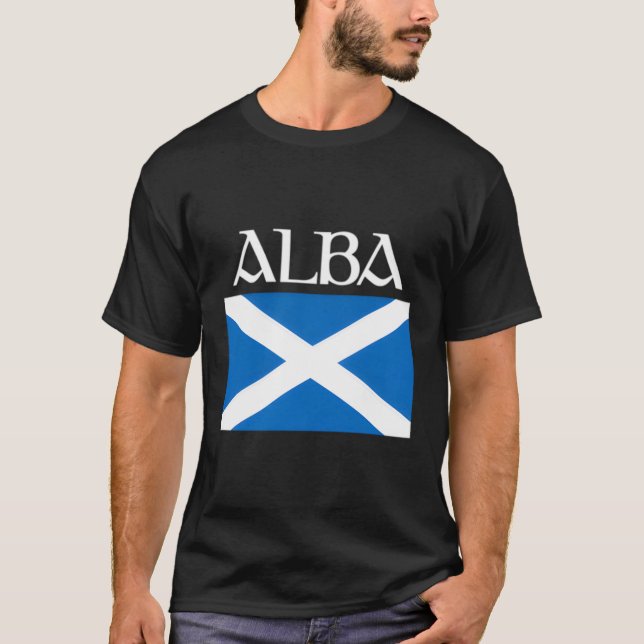 Alba Scotland Flagga Leine Graphic Scottish Gaelic T Shirt (Framsida)