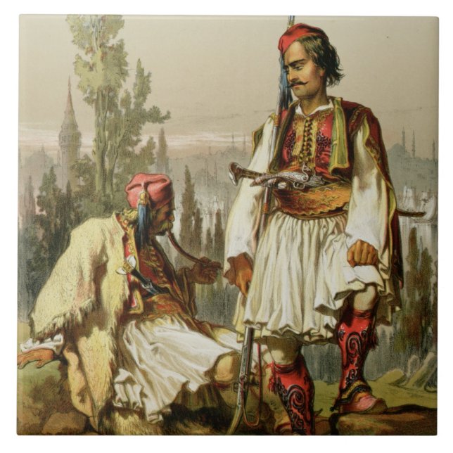 Albaner legosoldater i Ottomanarmén, pub. b Kakelplatta (Framsidan)