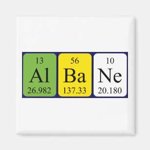 Albanes periodiska magnet bord namn