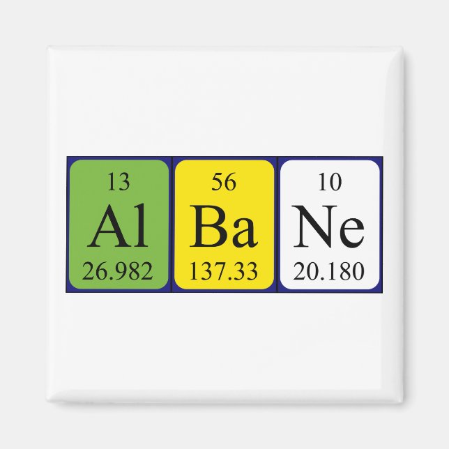 Albanes periodiska magnet bord namn (Framsidan)