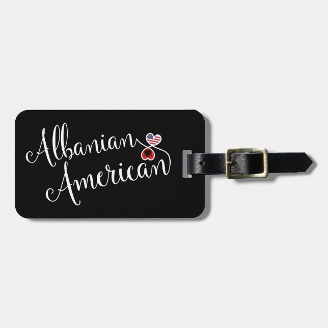 Albanesiskt amerikanskt tjuvlyssnartagg bagagebricka (Horisontell Framsida)