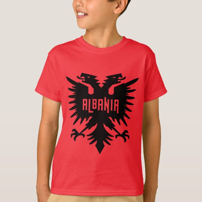 Albania Country Flag and Fan Design T Shirt (Framsida)
