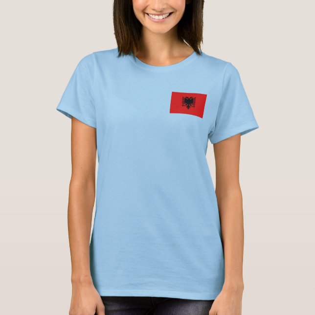 Albania Flag + Map T-Shirt (Framsida)