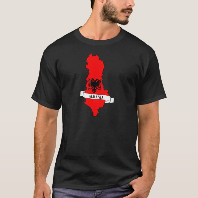 Albania flag map t shirt (Framsida)