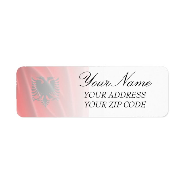 ALBANIA FLAGGA RETURADRESS ETIKETT (Framsidan)