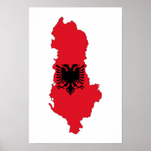 albania land flagga karta-formsymbol silhuette poster