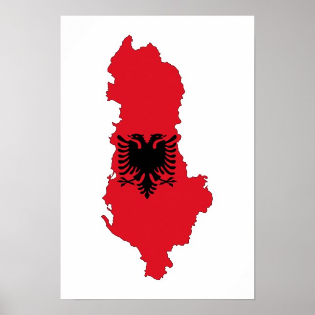 albania land flagga karta-formsymbol silhuette poster (Framsidan)