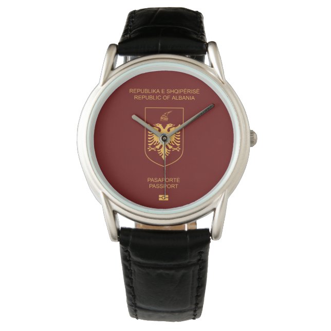 Albania passport wristwatch armbandsur (Framsida)