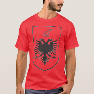 Albania State Emblem Black Steel Tee Shirt