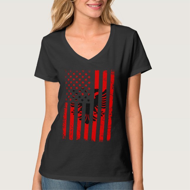 Albanian American Flag Albania America Pride Herit T Shirt (Framsida)