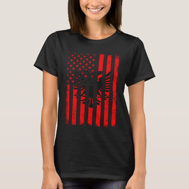 Albanian American Flag Albania America Pride Herit T Shirt (Framsida)