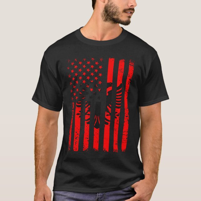 Albanian American Flag Albania America Pride Herit T Shirt (Framsida)