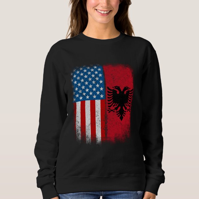 Albanian American Flag Albania Flamuri Shqiptar Sh T Shirt (Framsida)