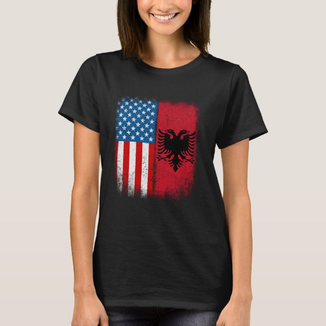 Albanian American Flag Albania Flamuri Shqiptar Sh T Shirt (Framsida)