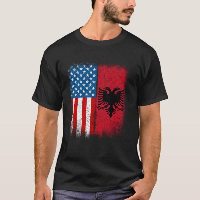 Albanian American Flag Albania Flamuri Shqiptar Sh T Shirt (Framsida)