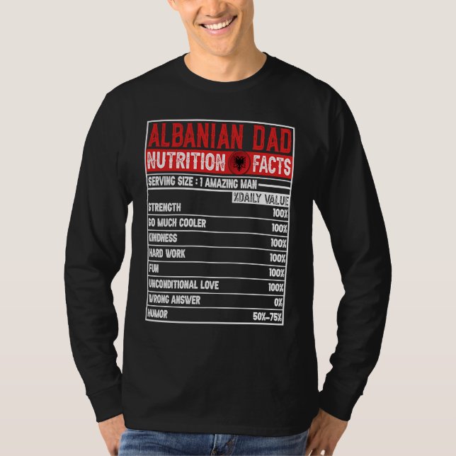 Albanian Dad   Dad Hero Nutritional Father's Day T Shirt (Framsida)