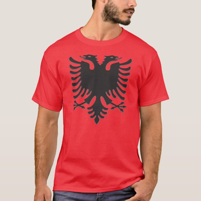 Albanian Eagle Black Steel T Shirt (Framsida)