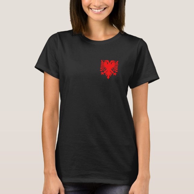 Albanian Eagle Shqiponja  Kosovo Albanian T Shirt (Framsida)