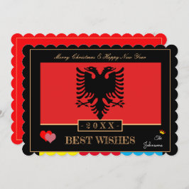 Albanian Flag & Happy New Year/Best Wishes Albania Julkort