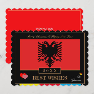 Albanian Flag & Happy New Year/Best Wishes Albania Julkort