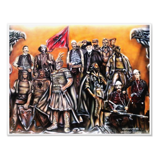 Albanian Heroes Unique Airbrush Illustration Fototryck (Framsidan)