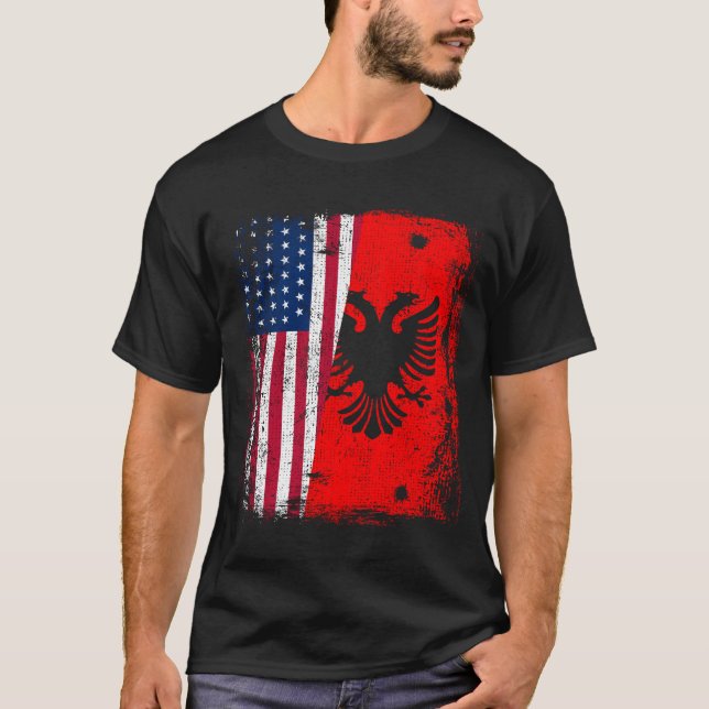 ALBANIAN ROOTS Red Eagle ALBANIA American Flagga T Shirt (Framsida)