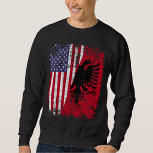 ALBANIAN ROOTS Red Eagle, halv amerikansk ALBANIA  Lång Ärmad Tröja