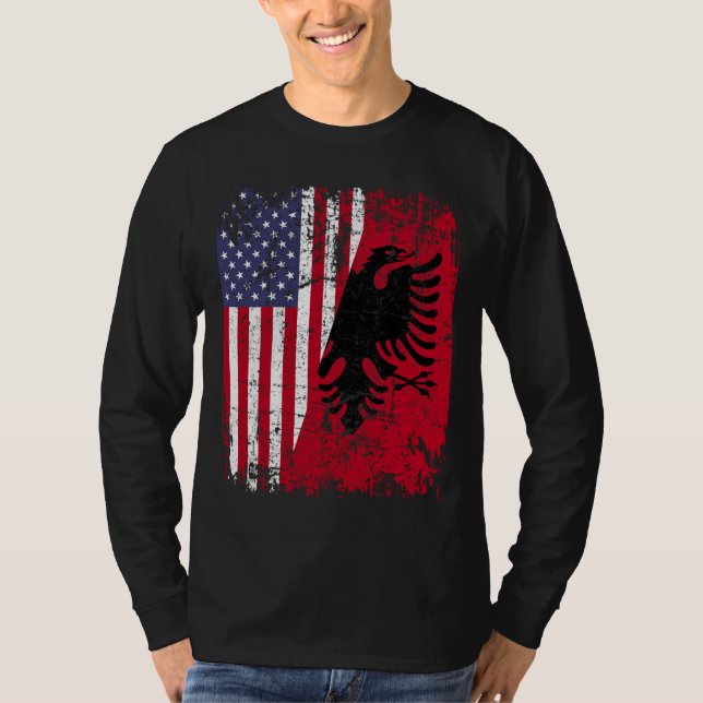 ALBANIAN ROOTS Red Eagle, halv amerikansk ALBANIA  T Shirt (Framsida)