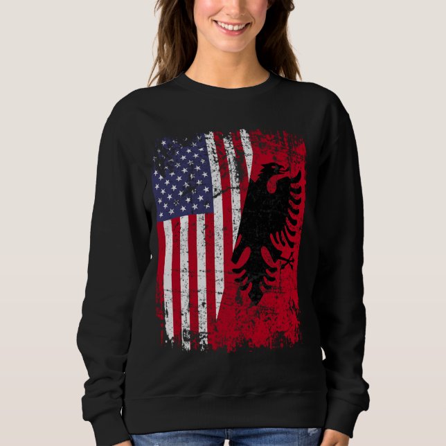 ALBANIAN ROOTS Red Eagle, halv amerikansk ALBANIA  T Shirt (Framsida)