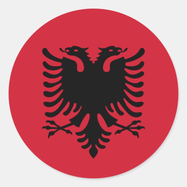Albanien/Albani/Albanska Flagga Runt Klistermärke (Framsida)