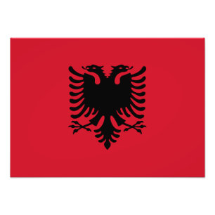 Albanien - Albaniens Flagga Fototryck