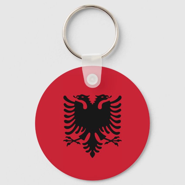 Albanien - Albaniens Flagga Nyckelring (Framsida)