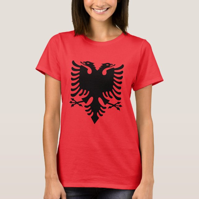 Albanien - albansk flagga t shirt (Framsida)