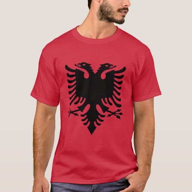 Albanien - albansk flagga t shirt (Framsida)
