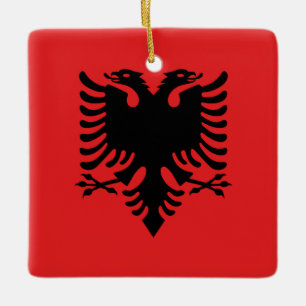 Albanien (albanska) Flagga Julgransprydnad Keramik