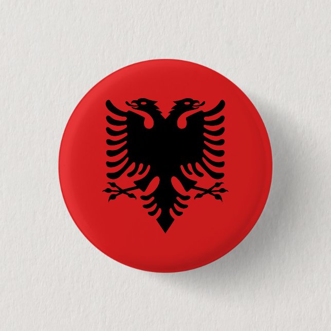 Albanien (albanska) Flagga Knapp (Framsida)