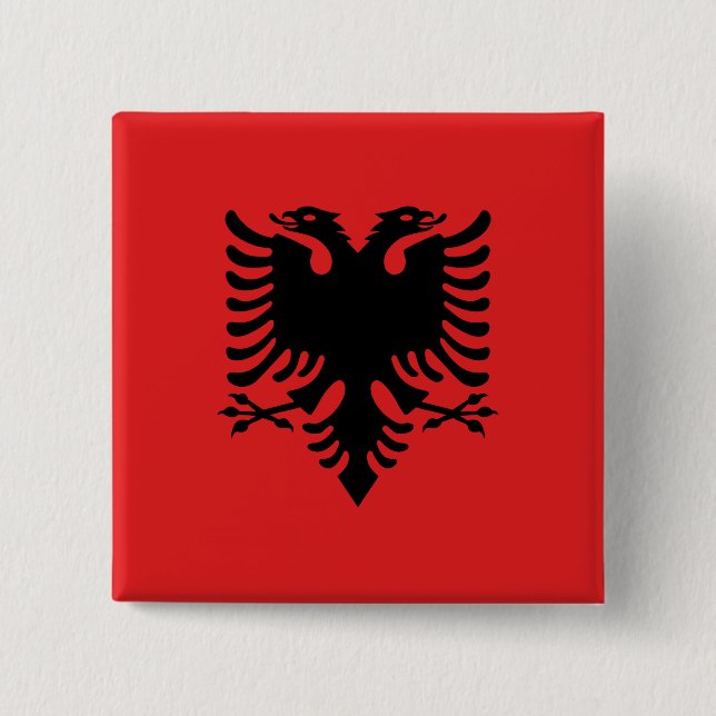 Albanien (albanska) Flagga Knapp (Framsida)