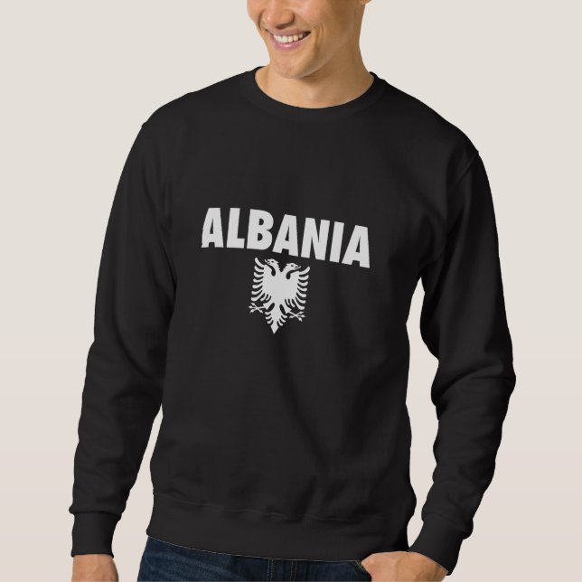 Albanien, albanska Flagga Lång Ärmad Tröja (Framsida)