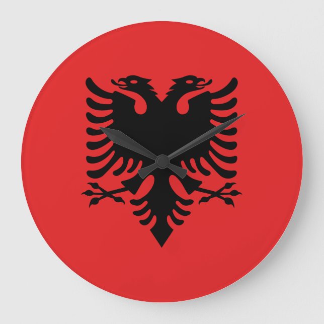 Albanien (albanska) Flagga Stor Klocka (Framsida)